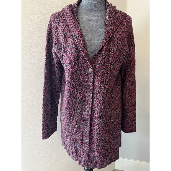 Fleur De Vie Collection Multicolored Long Cardigan Hooded Sweater Medium - Picture 1 of 6